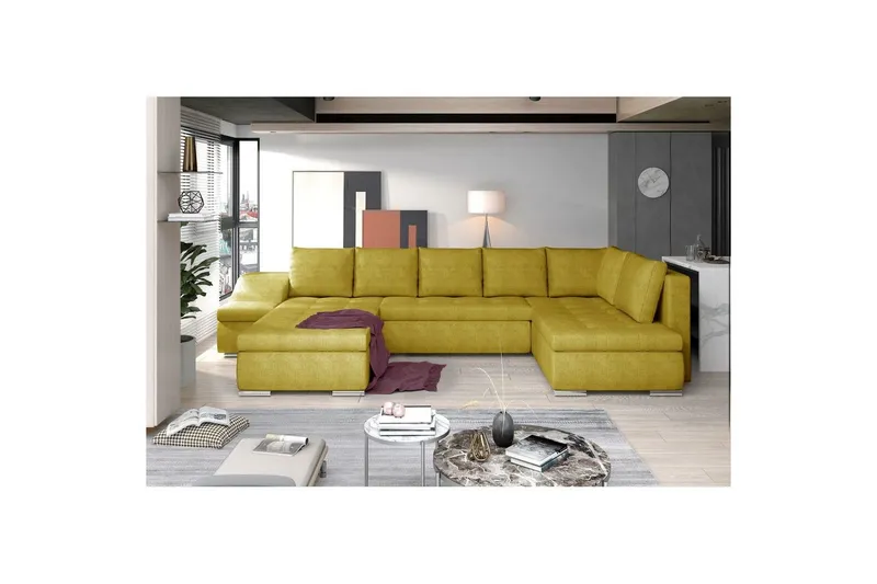 Hörnsoffa Eltap Giovanni 351x82x190 cm - Omega 68, Gul, Vänster — Omega 68, Gul, Vänster
