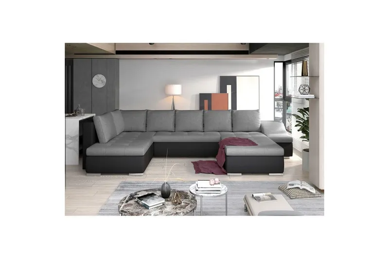 Hörnsoffa Eltap Giovanni 351x82x190 cm - Sawana 05, Soft 11, Grå, Svart, Höger — Sawana 05, Soft 11, Grå, Svart, Höger