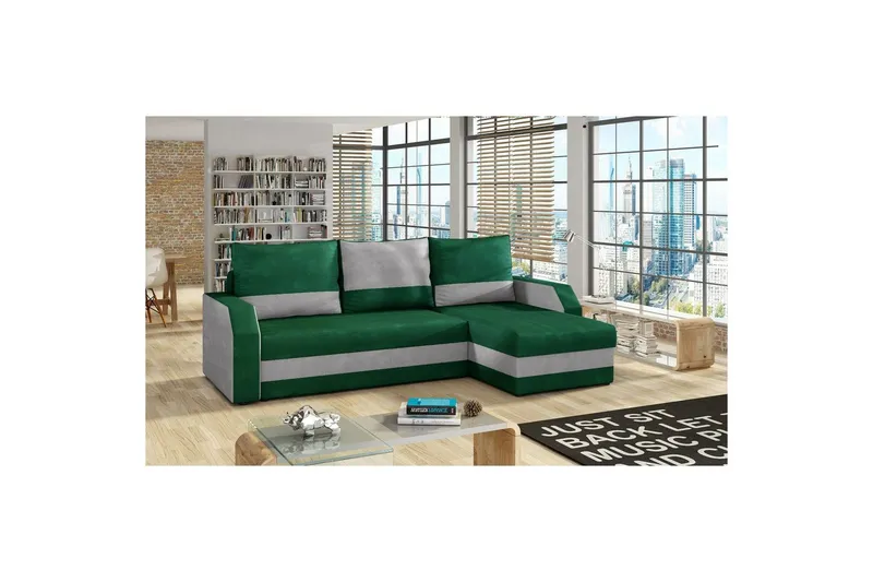 Hörnsoffa Eltap Giulio 239x150x86 cm - Kronos 19, Paros 05, Mörkgrön, Ljusgrå — Kronos 19, Paros 05, Mörkgrön, Ljusgrå