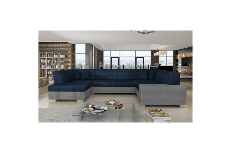 Hörnsoffa Eltap Isloren 322x204x72 cm - Kronos 09, Paros 05, Mörkblå, Ljusgrå, Vänster — Kronos 09, Paros 05, Mörkblå, Ljusgrå, Vänster