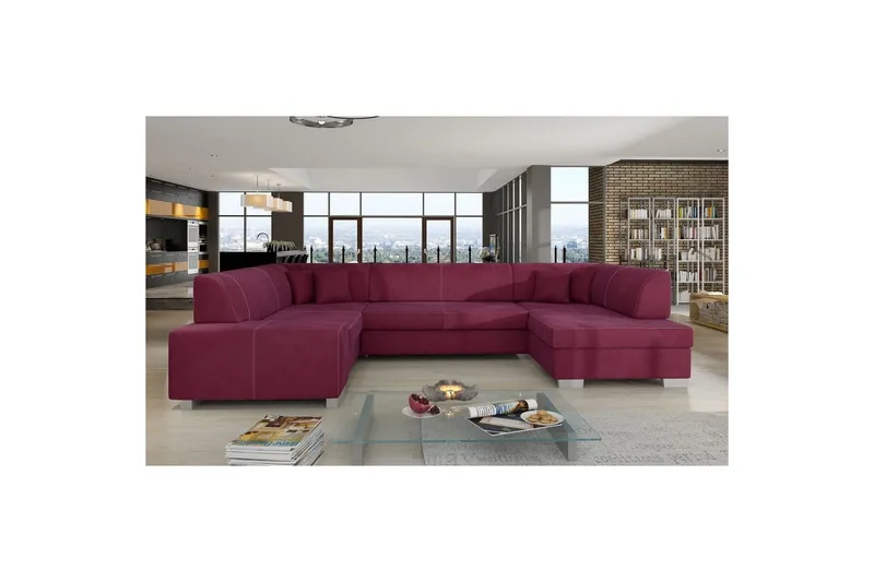 Hörnsoffa Eltap Isloren 322x204x72 cm - Mat Velvet 68, Röd, Höger — Mat Velvet 68, Röd, Höger