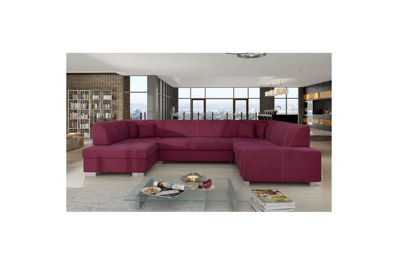 Hörnsoffa Eltap Isloren 322x204x72 cm - Mat Velvet 68, Röd, Vänster — Mat Velvet 68, Röd, Vänster
