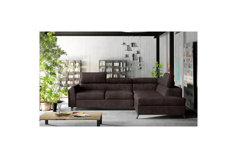 Hörnsoffa Eltap Kairos 265x200x92 cm - Dora 28, Mörkbrun, Höger — Dora 28, Mörkbrun, Höger