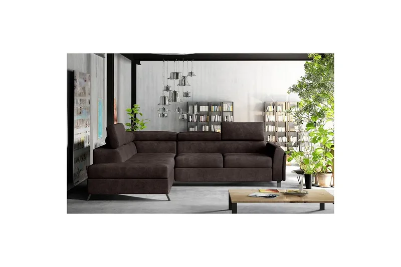 Hörnsoffa Eltap Kairos 265x200x92 cm - Dora 28, Mörkbrun, Vänster — Dora 28, Mörkbrun, Vänster