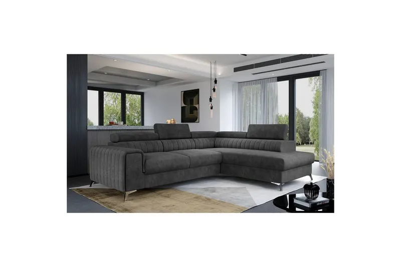 Hörnsoffa Eltap Laurence 278x205x92 cm - Dora 96, Svart, Höger — Dora 96, Svart, Höger