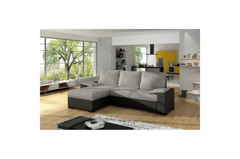 Hörnsoffa Eltap Letto 245x160x90 cm - Berlin 01, Soft 11, Grå, Svart — Berlin 01, Soft 11, Grå, Svart