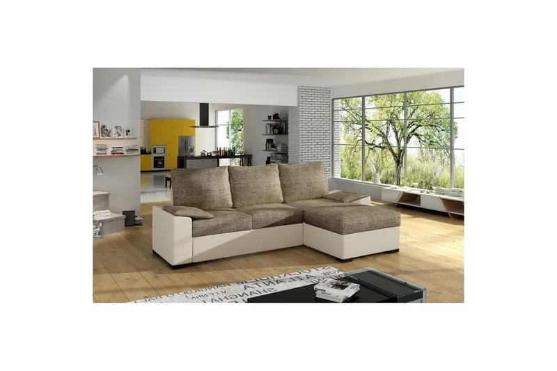 Hörnsoffa Eltap Letto 245x160x90 cm - Berlin 03, Soft 33, Beige — Berlin 03, Soft 33, Beige