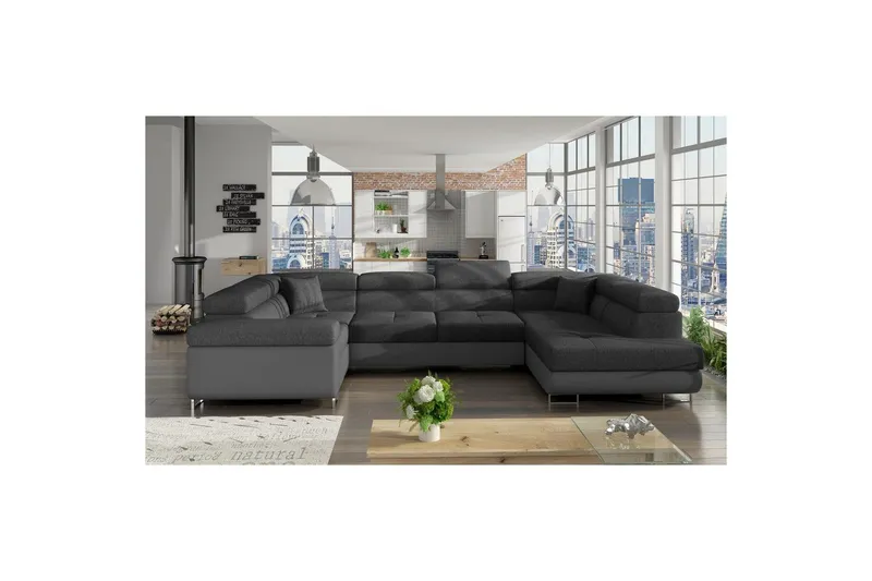 Hörnsoffa Eltap Letto 340x202x90 cm - Inari 96, Soft 29, Mörkgrå, Grå, Höger — Inari 96, Soft 29, Mörkgrå, Grå, Höger