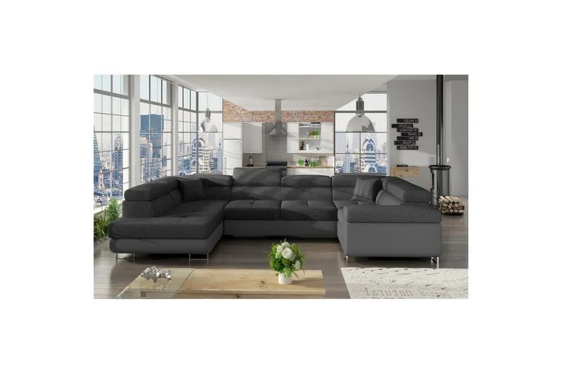 Hörnsoffa Eltap Letto 340x202x90 cm - Inari 96, Soft 29, Mörkgrå, Grå, Vänster — Inari 96, Soft 29, Mörkgrå, Grå, Vänster