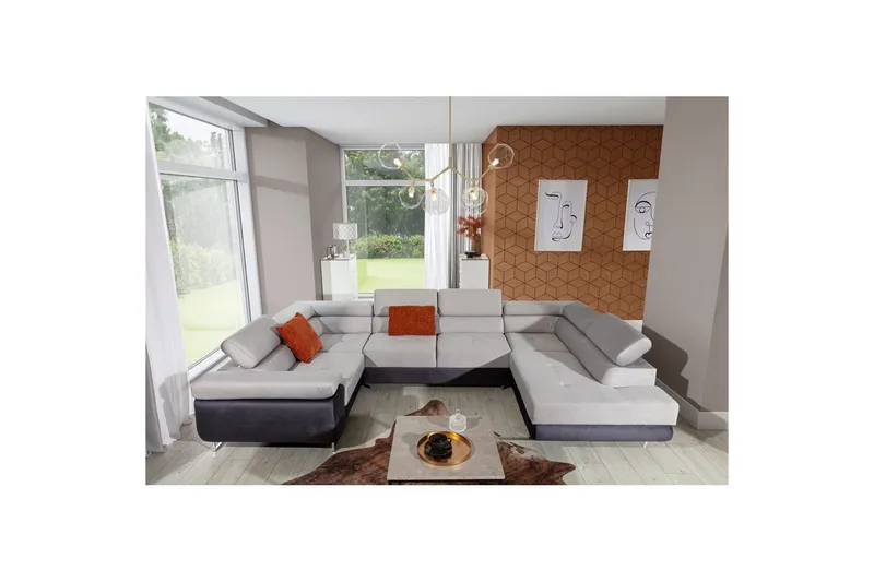 Hörnsoffa Eltap Letto 340x202x90 cm - Monolit 84, Monolit 97, Ljusgrå, Mörkgrå, Höger — Monolit 84, Monolit 97, Ljusgrå, Mörkgrå, Höger