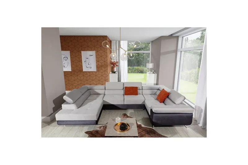Hörnsoffa Eltap Letto 340x202x90 cm - Monolit 84, Monolit 97, Ljusgrå, Mörkgrå, Vänster — Monolit 84, Monolit 97, Ljusgrå, Mörkgrå, Vänster