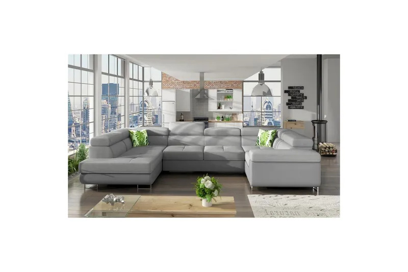 Hörnsoffa Eltap Letto 340x202x90 cm - Soro 83, Soft 29, Kuddar: Jungle 32, Vänster — Soro 83, Soft 29, Kuddar: Jungle 32, Vänster