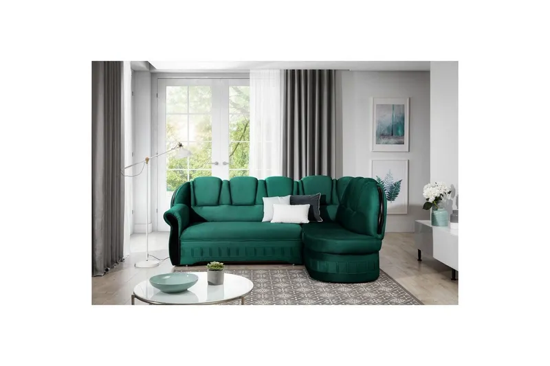 Hörnsoffa Eltap Lord 243x180x112 cm - Nube 35, Grön, Höger — Nube 35, Grön, Höger