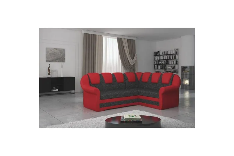 Hörnsoffa Eltap Lord II 243x195x112 cm - Berlin 02, Soft 10, Svart, Röd, Höger — Berlin 02, Soft 10, Svart, Röd, Höger