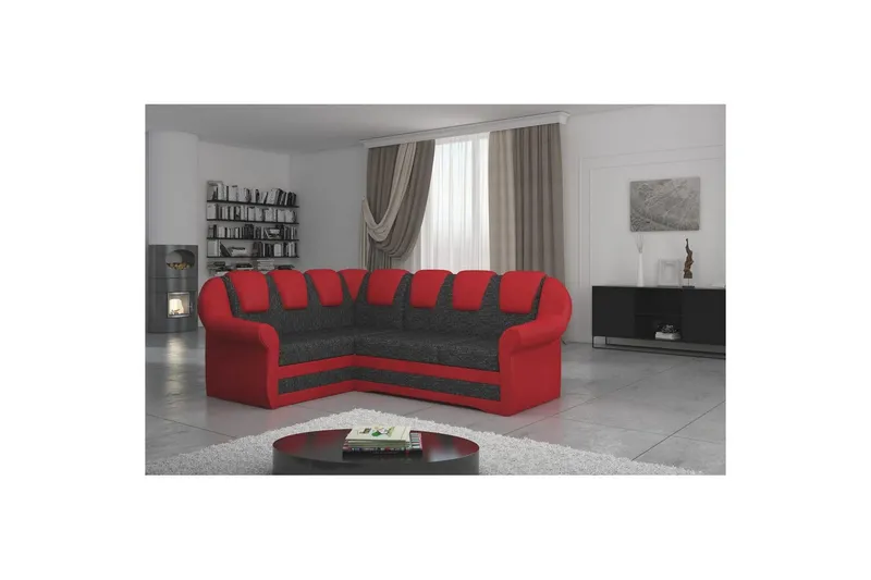 Hörnsoffa Eltap Lord II 243x195x112 cm - Berlin 02, Soft 10, Svart, Röd, Vänster — Berlin 02, Soft 10, Svart, Röd, Vänster