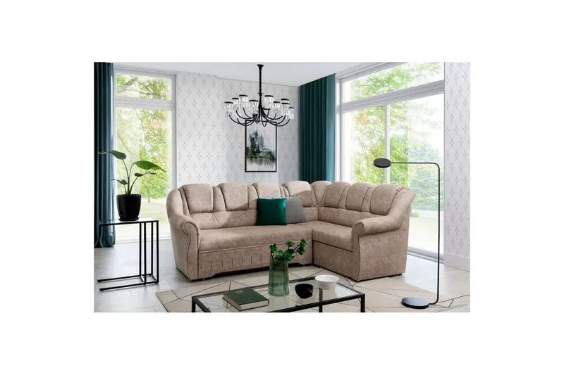 Hörnsoffa Eltap Lord II 243x195x112 cm - Dora 21, Beige, Höger — Dora 21, Beige, Höger