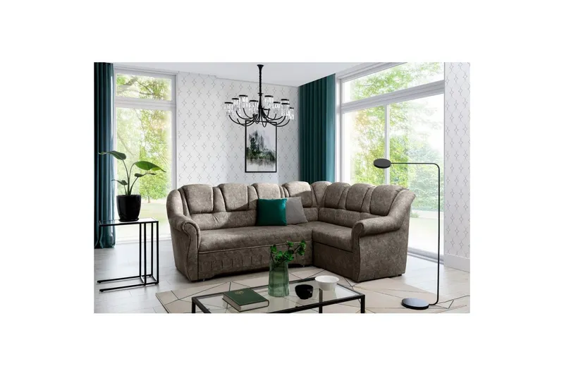 Hörnsoffa Eltap Lord II 243x195x112 cm - Dora 22, Brun, Höger — Dora 22, Brun, Höger