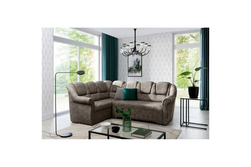 Hörnsoffa Eltap Lord II 243x195x112 cm - Dora 22, Brun, Vänster — Dora 22, Brun, Vänster