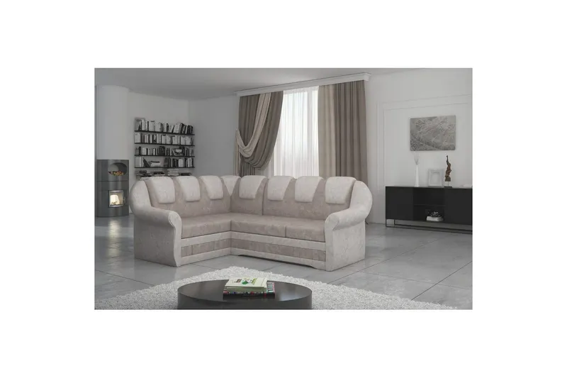 Hörnsoffa Eltap Lord II 243x195x112 cm - Dora 22, Dora 21, Brun, Beige, Vänster — Dora 22, Dora 21, Brun, Beige, Vänster