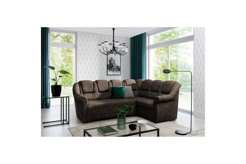 Hörnsoffa Eltap Lord II 243x195x112 cm - Dora 28, Mörkbrun, Höger — Dora 28, Mörkbrun, Höger
