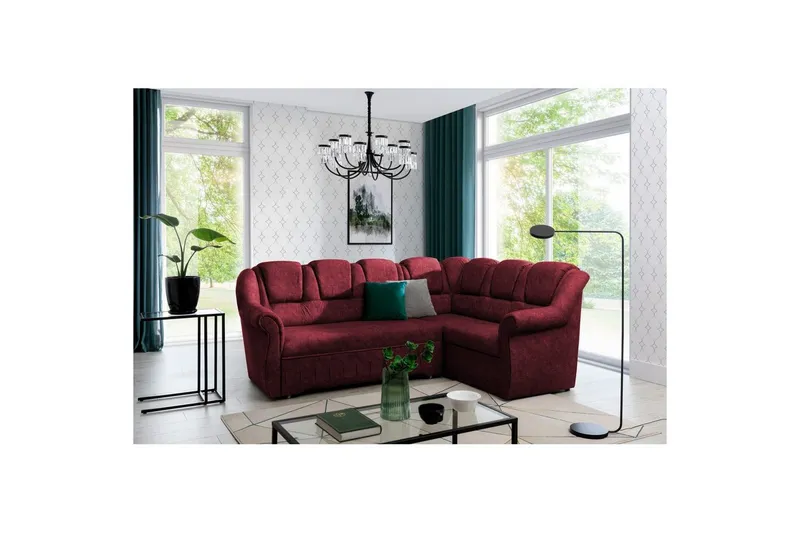 Hörnsoffa Eltap Lord II 243x195x112 cm - Dora 63, Röd, Höger — Dora 63, Röd, Höger