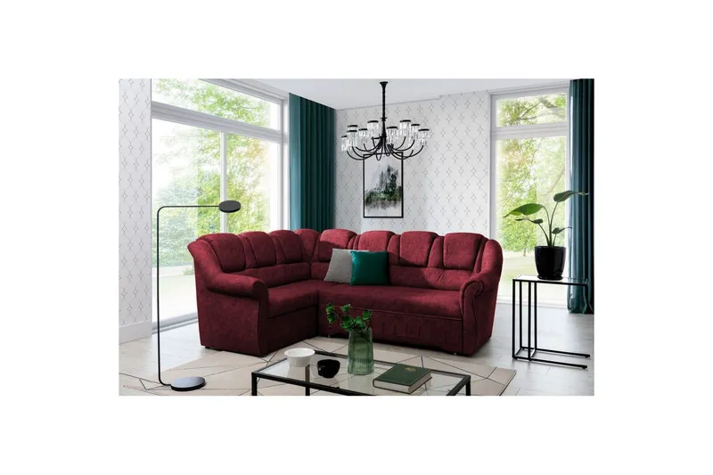 Hörnsoffa Eltap Lord II 243x195x112 cm - Dora 63, Röd, Vänster — Dora 63, Röd, Vänster
