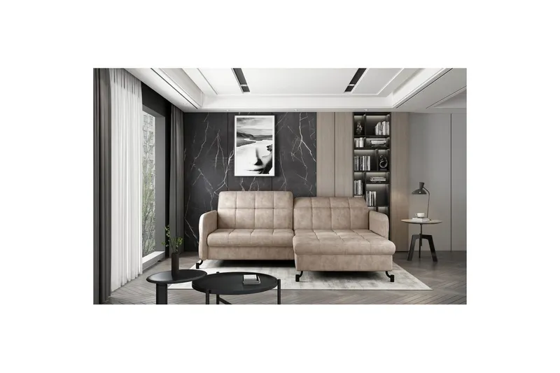 Hörnsoffa Eltap Lorelle 225x160x105 cm - Dora 21, Beige, Höger — Dora 21, Beige, Höger