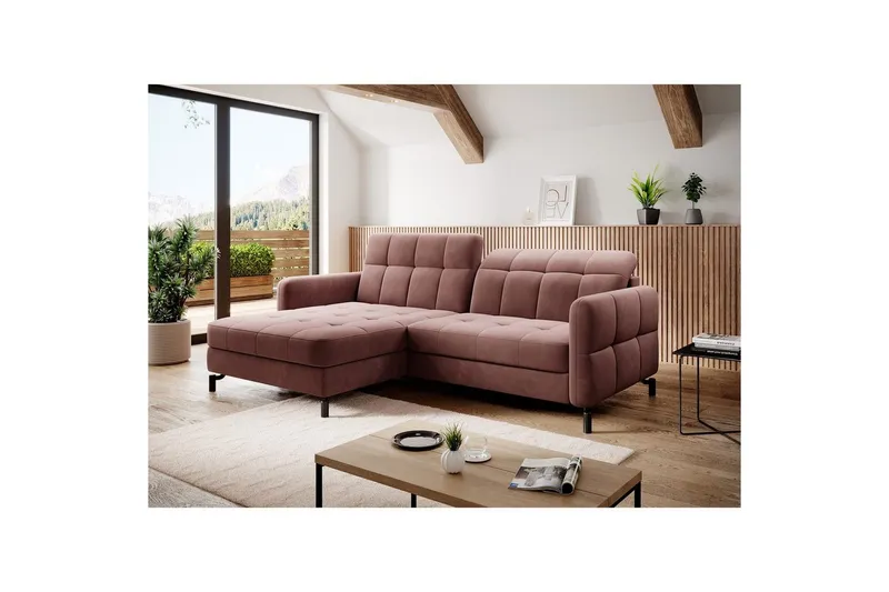 Hörnsoffa Eltap Lorelle 225x160x105 cm - Kronos 29, Rosa, Vänster — Kronos 29, Rosa, Vänster