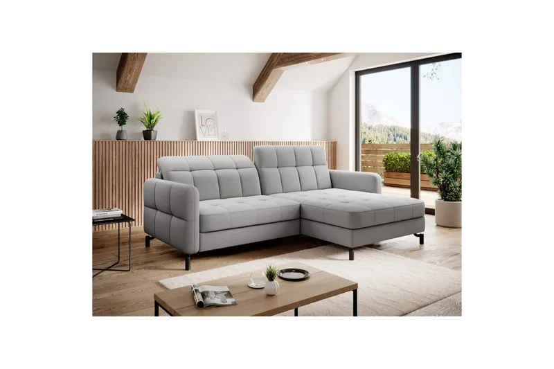 Hörnsoffa Eltap Lorelle 225x160x105 cm - Omega 02, Grå, Höger — Omega 02, Grå, Höger