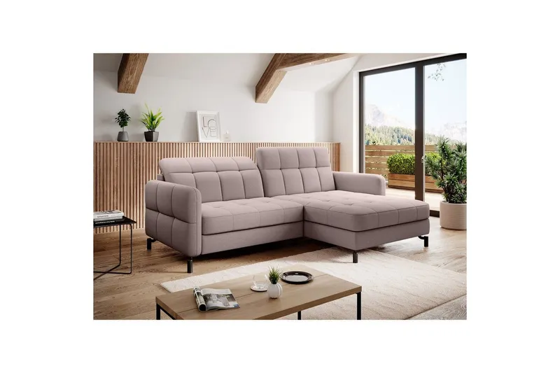 Hörnsoffa Eltap Lorelle 225x160x105 cm - Omega 91, Rosa, Höger — Omega 91, Rosa, Höger