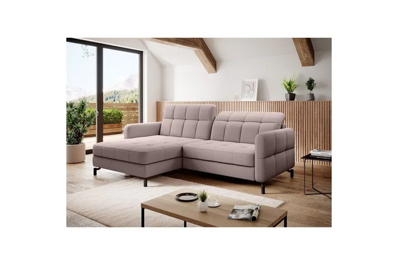 Hörnsoffa Eltap Lorelle 225x160x105 cm - Omega 91, Rosa, Vänster — Omega 91, Rosa, Vänster
