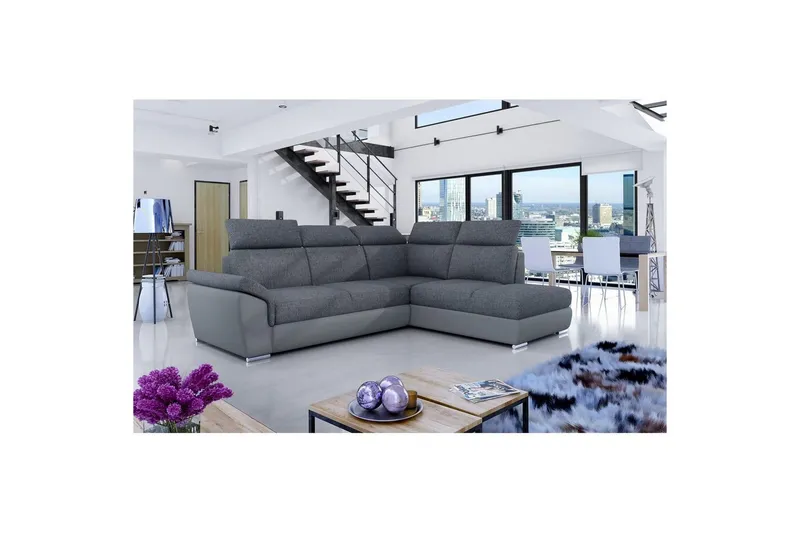 Hörnsoffa Eltap Loreto 260x210x102 cm - Inari 96, Soft 29, Mörkgrå, Grå, Höger — Inari 96, Soft 29, Mörkgrå, Grå, Höger