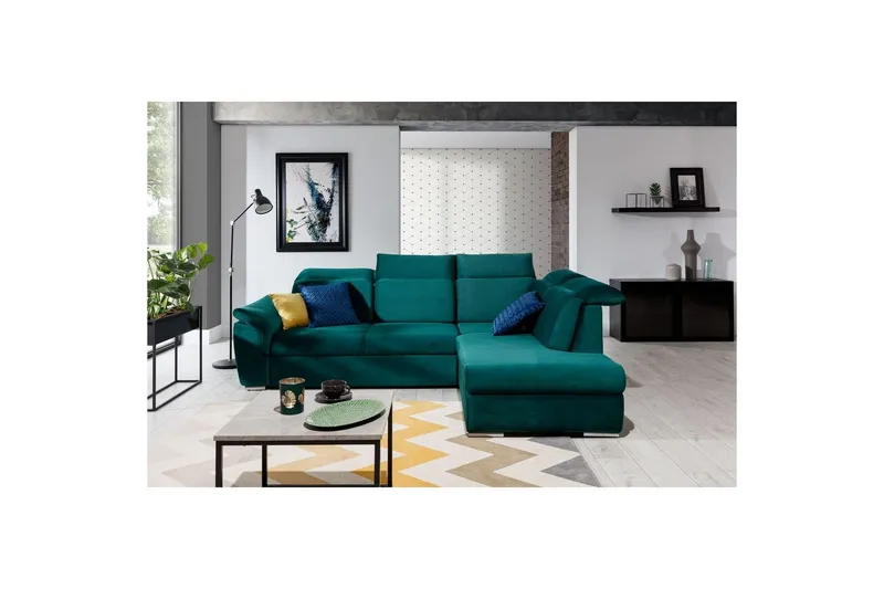 Hörnsoffa Eltap Loreto 260x210x102 cm - Kronos 19, Mörkgrön, Höger — Kronos 19, Mörkgrön, Höger