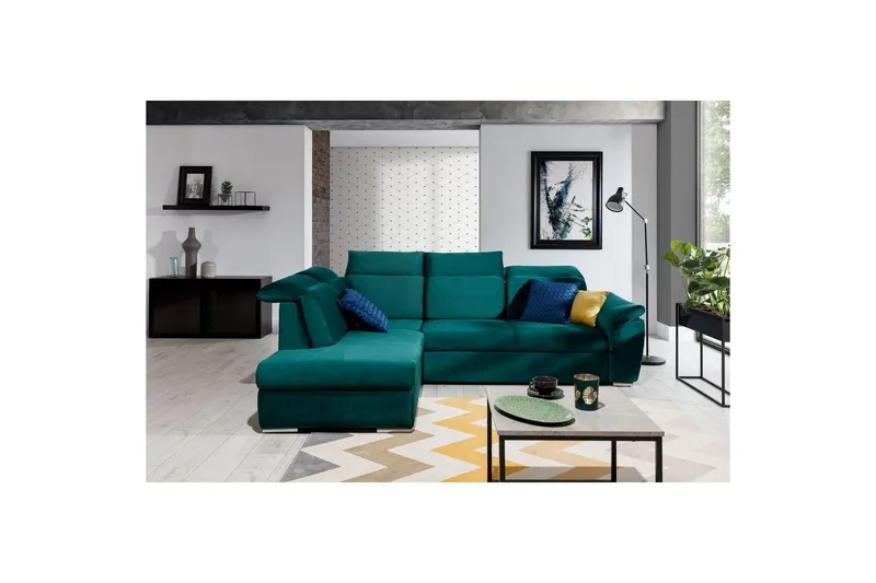 Hörnsoffa Eltap Loreto 260x210x102 cm - Kronos 19, Mörkgrön, Vänster — Kronos 19, Mörkgrön, Vänster