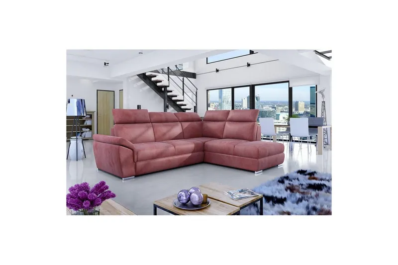 Hörnsoffa Eltap Loreto 260x210x102 cm - Monolit 63, Rosa, Höger — Monolit 63, Rosa, Höger