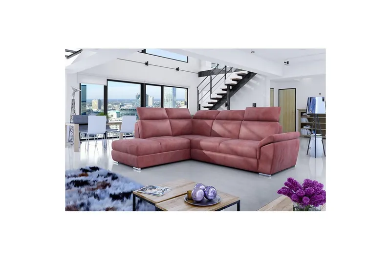 Hörnsoffa Eltap Loreto 260x210x102 cm - Monolit 63, Rosa, Vänster — Monolit 63, Rosa, Vänster