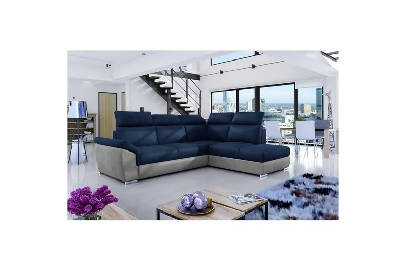 Hörnsoffa Eltap Loreto 260x210x102 cm - Monolit 77, Monolit 84, Blå, Ljusgrå, Höger — Monolit 77, Monolit 84, Blå, Ljusgrå, Höger