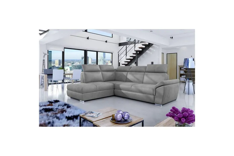Hörnsoffa Eltap Loreto 260x210x102 cm - Monolit 84, Ljusgrå, Vänster — Monolit 84, Ljusgrå, Vänster