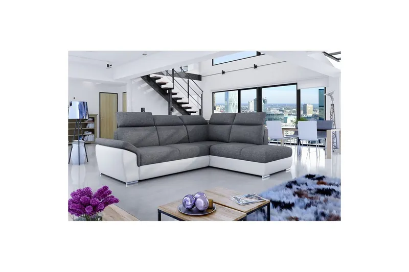 Hörnsoffa Eltap Loreto 260x210x102 cm - Sawana 05, Soft 17, Grå, Vit, Höger — Sawana 05, Soft 17, Grå, Vit, Höger