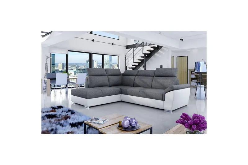 Hörnsoffa Eltap Loreto 260x210x102 cm - Sawana 05, Soft 17, Grå, Vit, Vänster — Sawana 05, Soft 17, Grå, Vit, Vänster