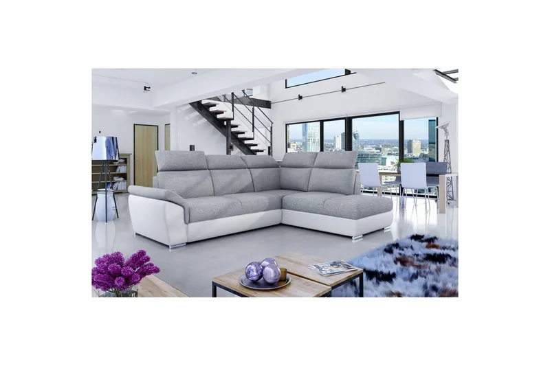 Hörnsoffa Eltap Loreto 260x210x102 cm - Sawana 21, Soft 17, Grå, Vit, Höger — Sawana 21, Soft 17, Grå, Vit, Höger