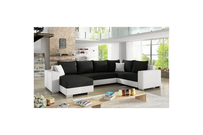 Hörnsoffa Eltap Marco 312x210x92 cm - Sawana 14, Soft 17, Svart, Vit, Vänster — Sawana 14, Soft 17, Svart, Vit, Vänster