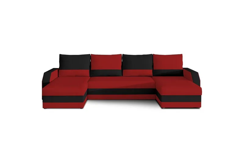 Hörnsoffa Eltap Marion 312x143x88 cm - Alova 46, Alova 04, Röd, Svart — Alova 46, Alova 04, Röd, Svart