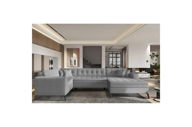 Hörnsoffa Eltap Montez 340x180x93 cm - Flores 4, Ljusgrå, Höger — Flores 4, Ljusgrå, Höger