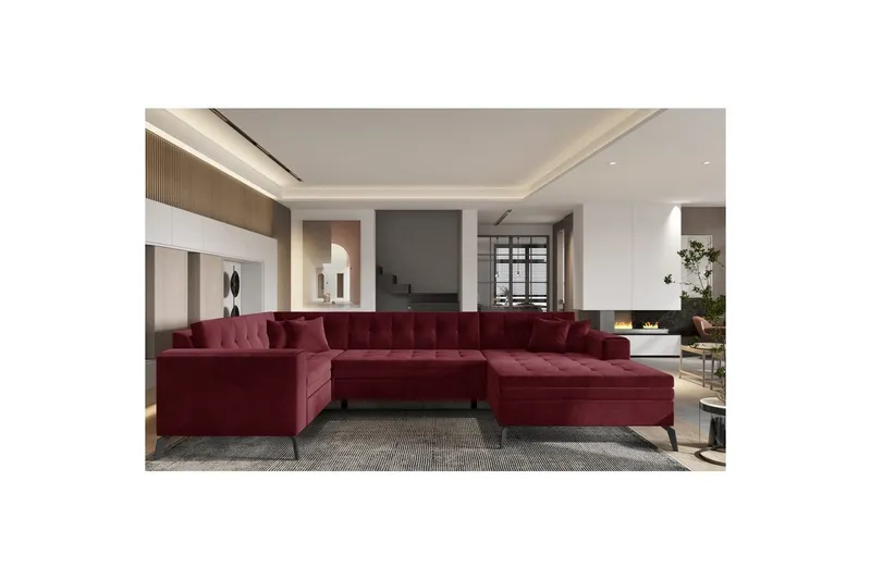 Hörnsoffa Eltap Montez 340x180x93 cm - Loco 25, Röd, Höger — Loco 25, Röd, Höger