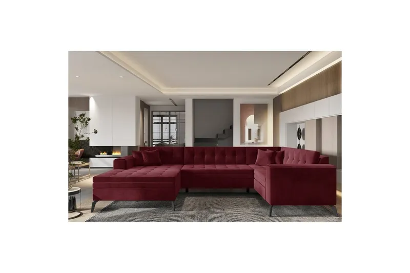 Hörnsoffa Eltap Montez 340x180x93 cm - Loco 25, Röd, Vänster — Loco 25, Röd, Vänster