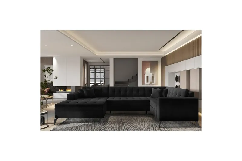 Hörnsoffa Eltap Montez 340x180x93 cm - Lukso 10, Svart, Vänster — Lukso 10, Svart, Vänster