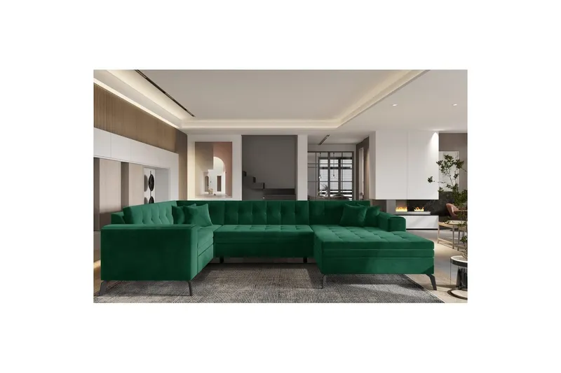 Hörnsoffa Eltap Montez 340x180x93 cm - Lukso 35, Mörkgrön, Höger — Lukso 35, Mörkgrön, Höger