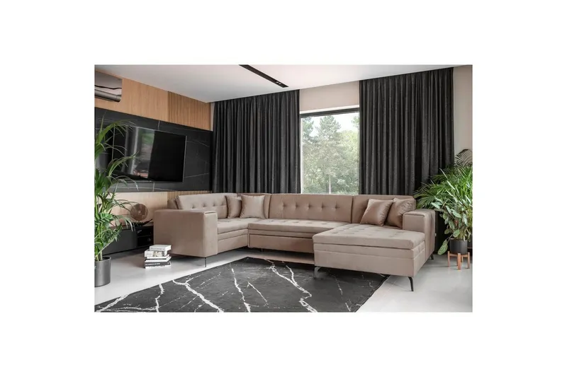 Hörnsoffa Eltap Montez 340x180x93 cm - Nube 20, Beige, Höger — Nube 20, Beige, Höger