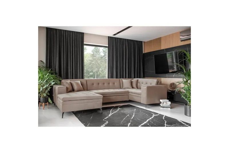 Hörnsoffa Eltap Montez 340x180x93 cm - Nube 20, Beige, Vänster — Nube 20, Beige, Vänster